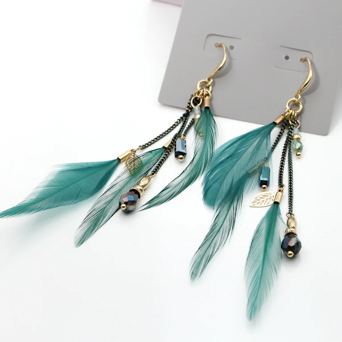 Boho Feather Tassel Dangle Earrings