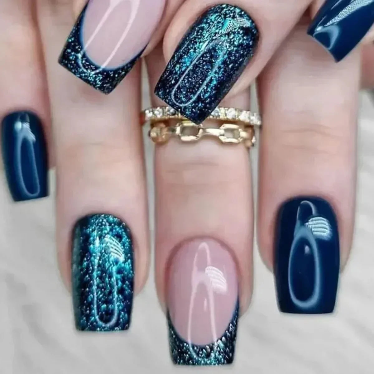 24Pc Short Square Coffin Acrylic Nails Set