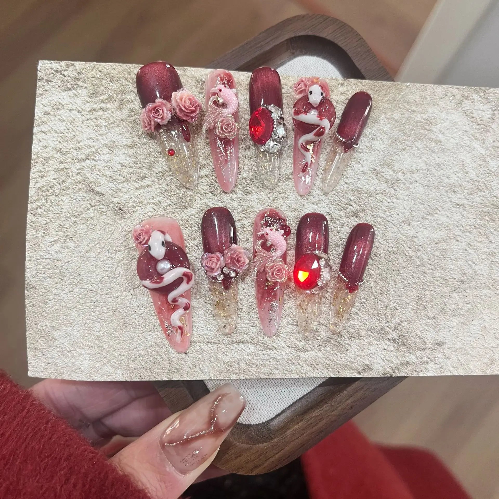 Long Stiletto Press on Fake Nails