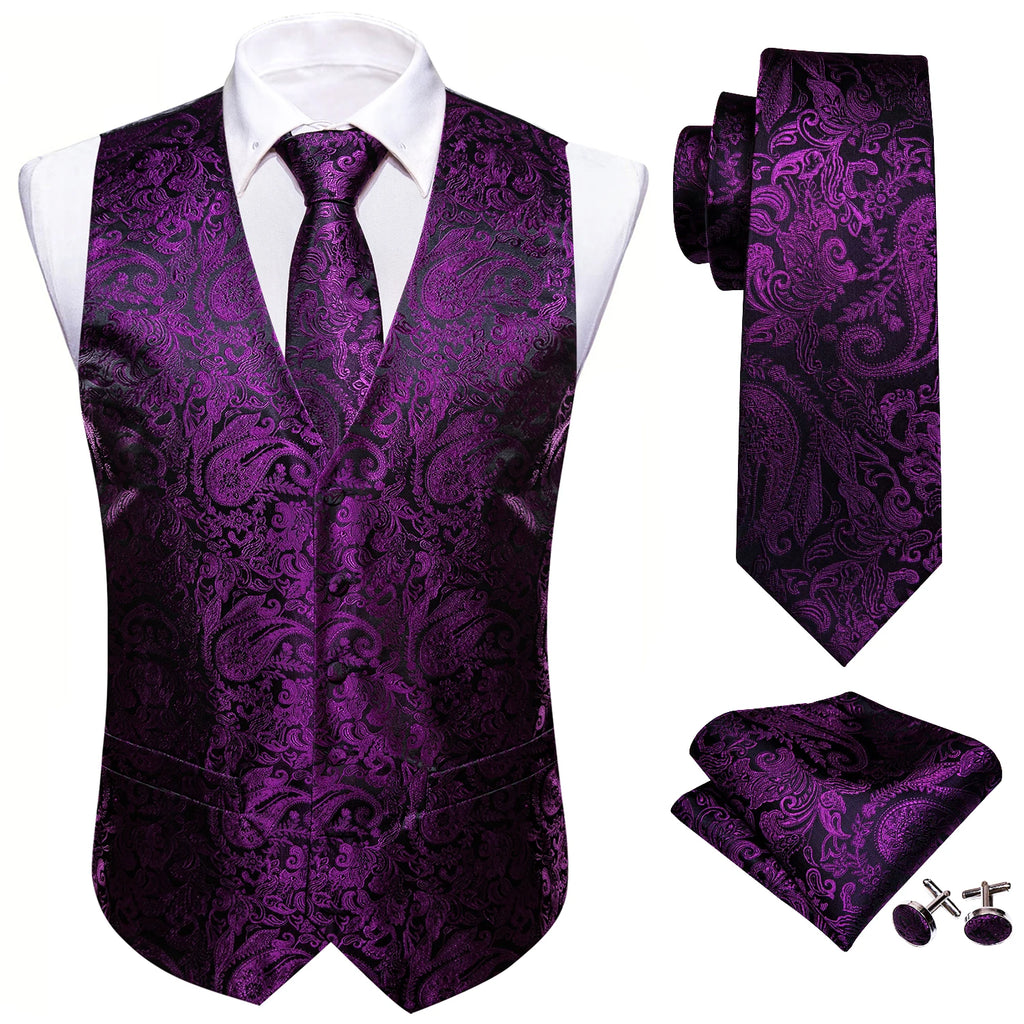 Men Vest Tie Hanky Cufflinks Set