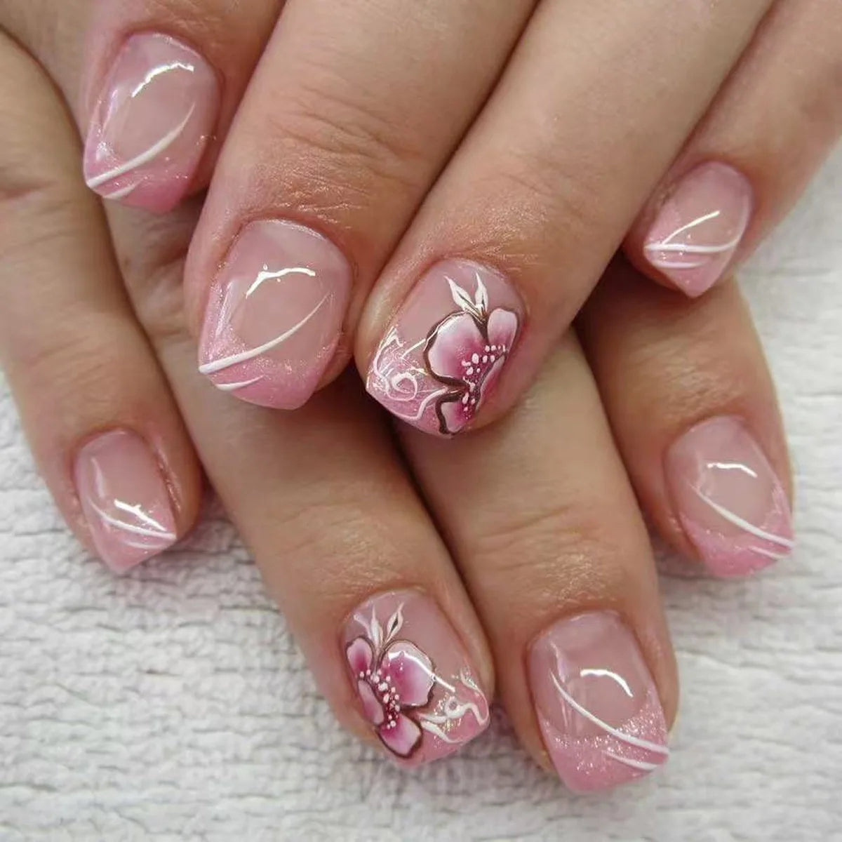 24Pc Short Square Coffin Acrylic Nails Set