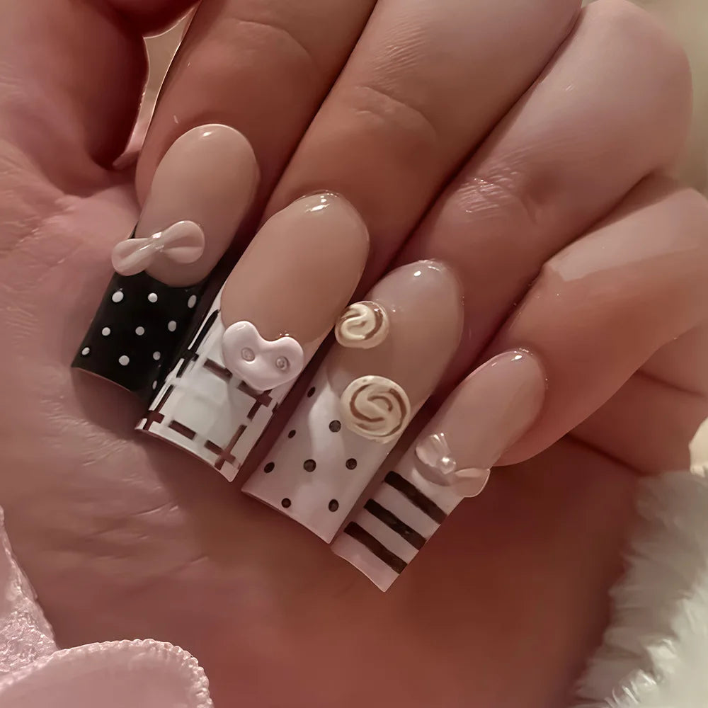 24PCS Medium Square Press on Nails