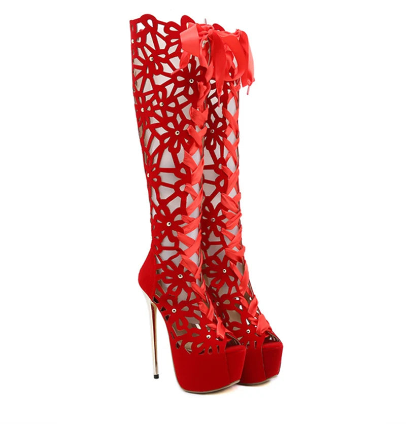 Hollow Out Over The Knee Boots