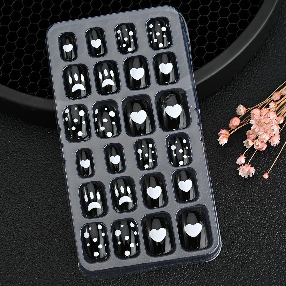 24pcs/box Kids False Press On Nails