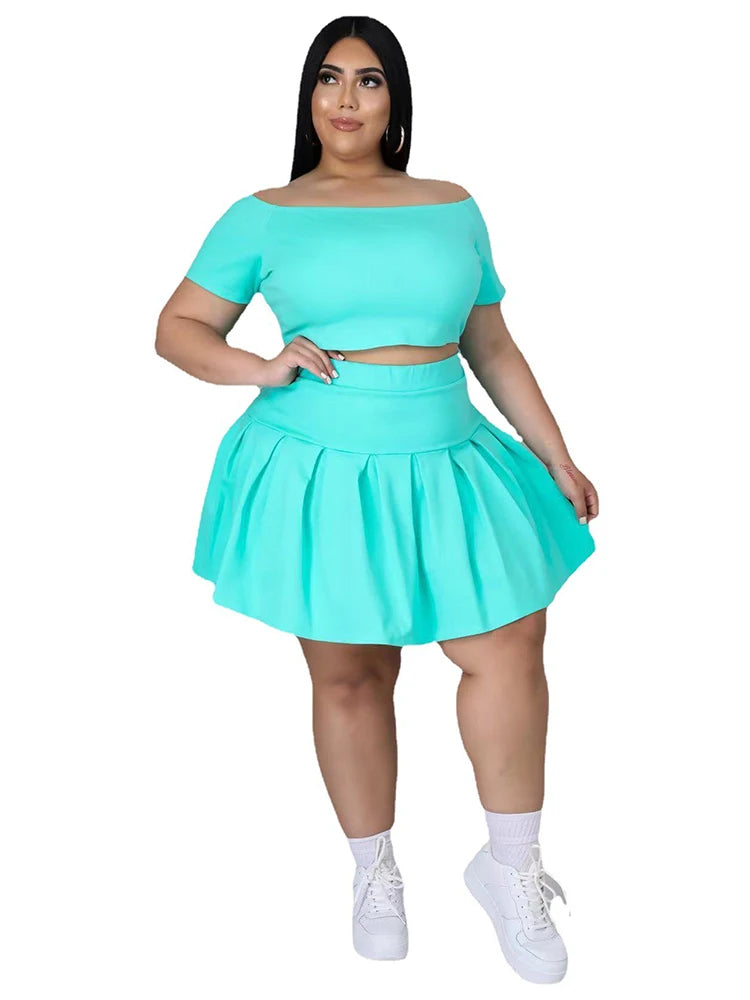 Crop Top and Pleated Skirt Set