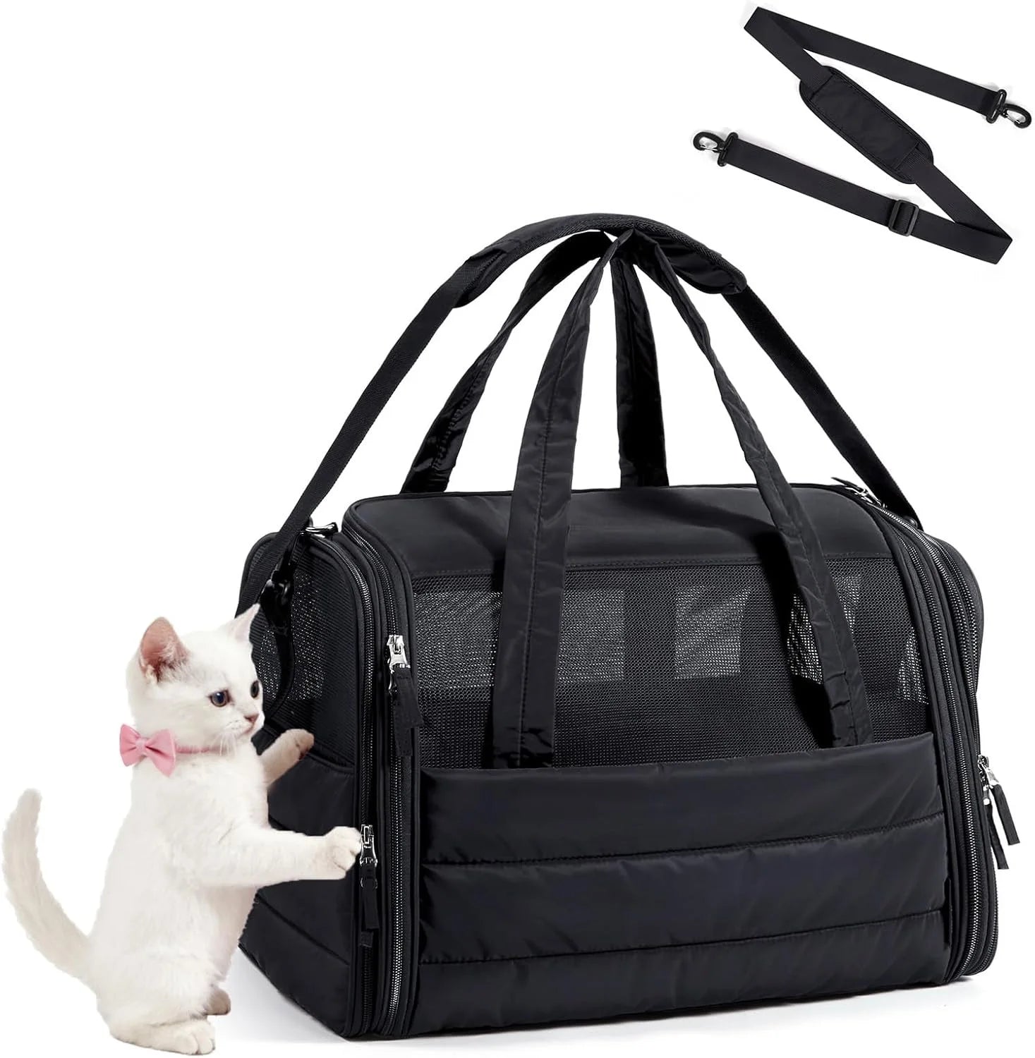Soft Sided Pet Carrier Bag Foldable Breathable Cat Dog Travel Bag