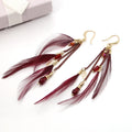 Boho Feather Tassel Dangle Earrings