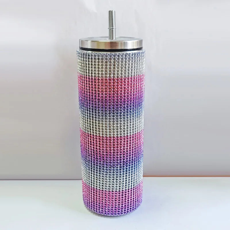 Diamond Stainless Steel Tumbler with Straw