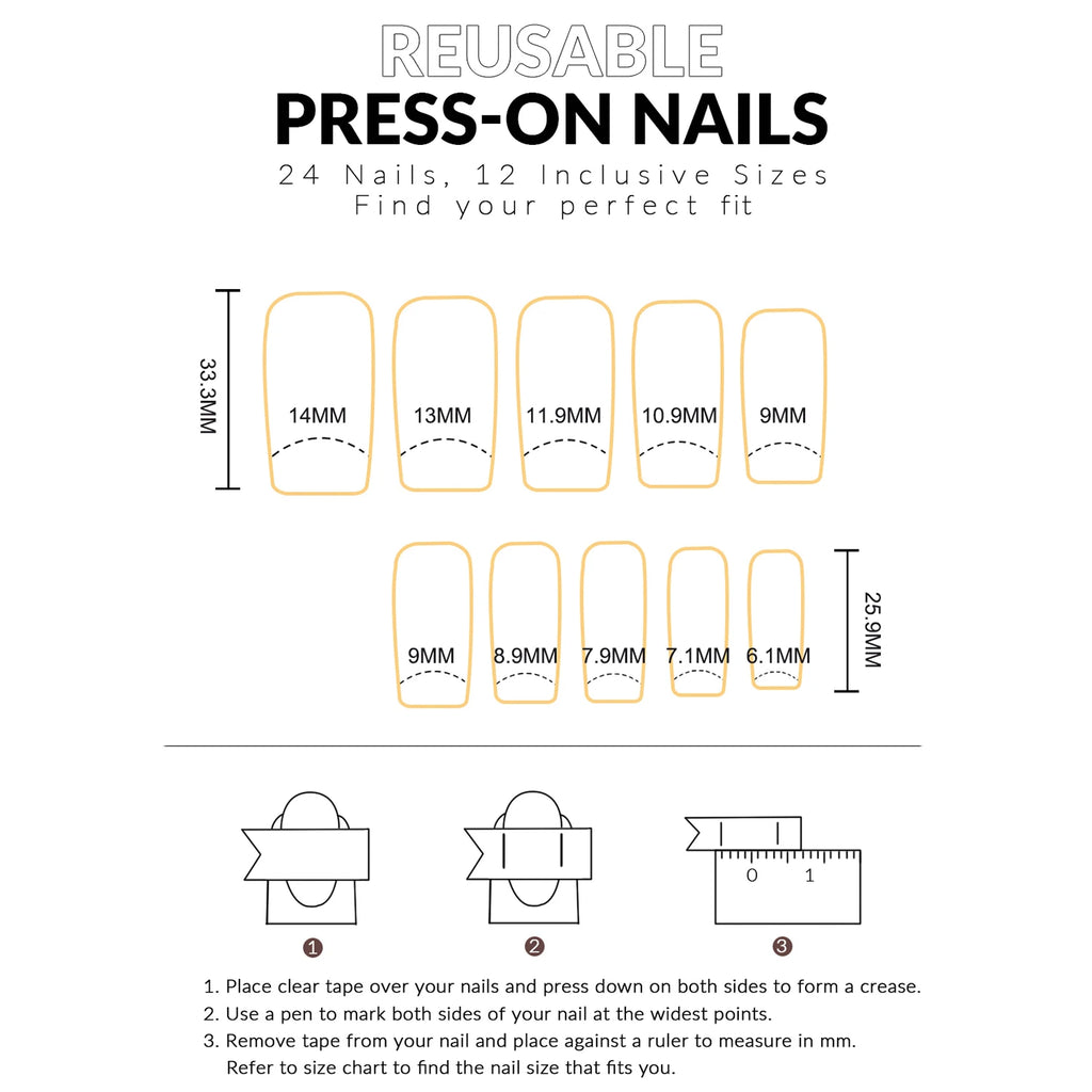 24Pcs Square Press on Nails