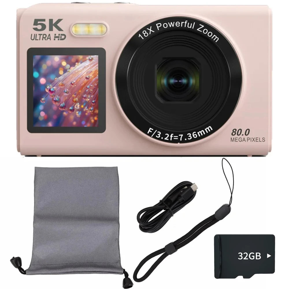 Magecam Digital Camera 5K 80MP 18X Digital Zoom Dual IPS Screen Camera