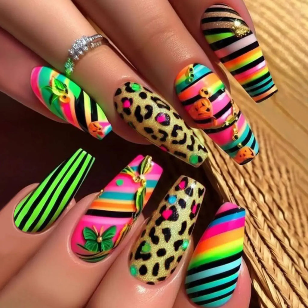 Y2K Colorful Print Press On Nails
