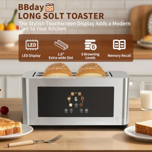 4-Slice Touch Screen Smart Toaster with LCD Display