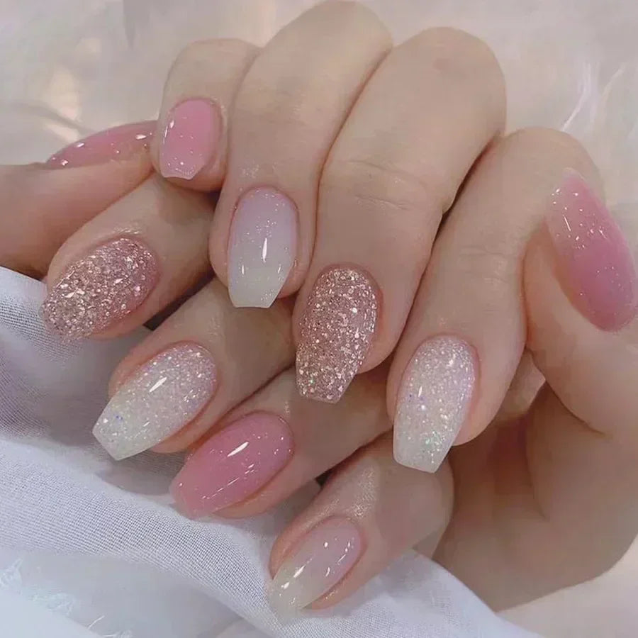 24Pc Short Square Coffin Acrylic Nails Set