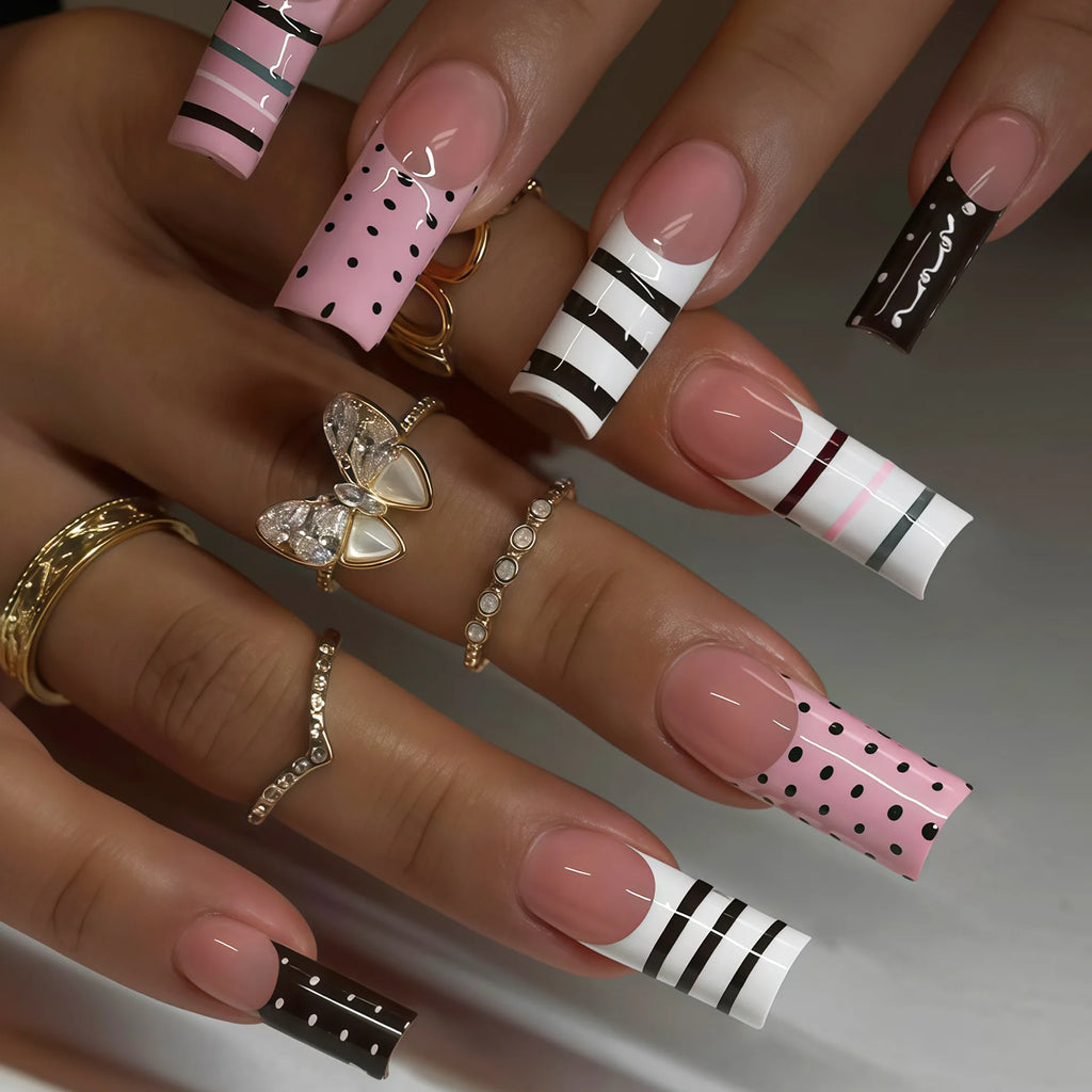 24PCS Medium Square Press on Nails