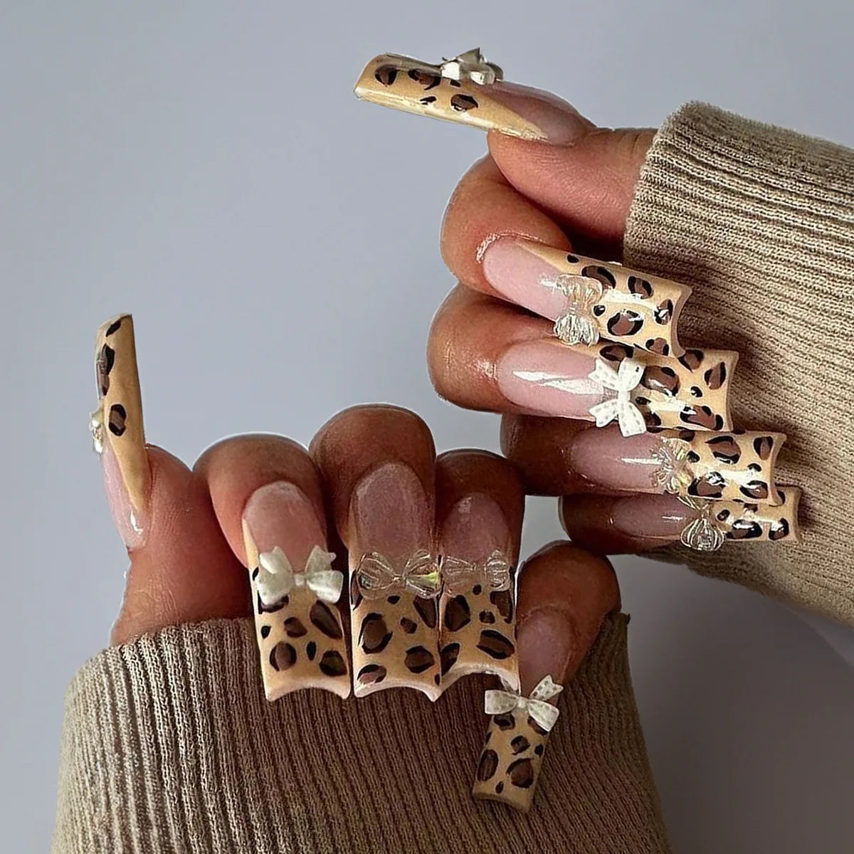 24Pcs Long Square Press on Nails