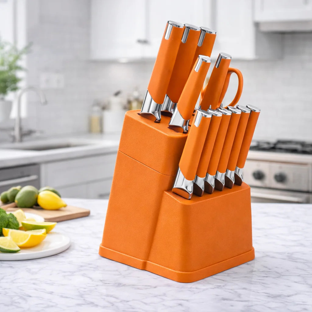 13Pc Professional Kitchen Knife Block Set with 6 Steak Knives