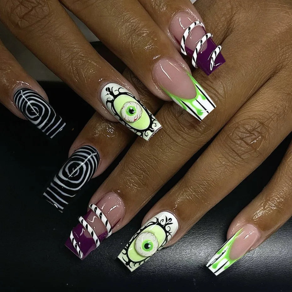 24pcs Glitter Pink Sequins Press on Nails