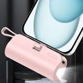 Mini Portable 5000mAh Power Bank with Built-in Cable Charging Port