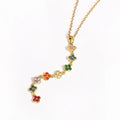 Stainless Steel Y-shaped Long Tassel Four-Leaf Flower Necklace