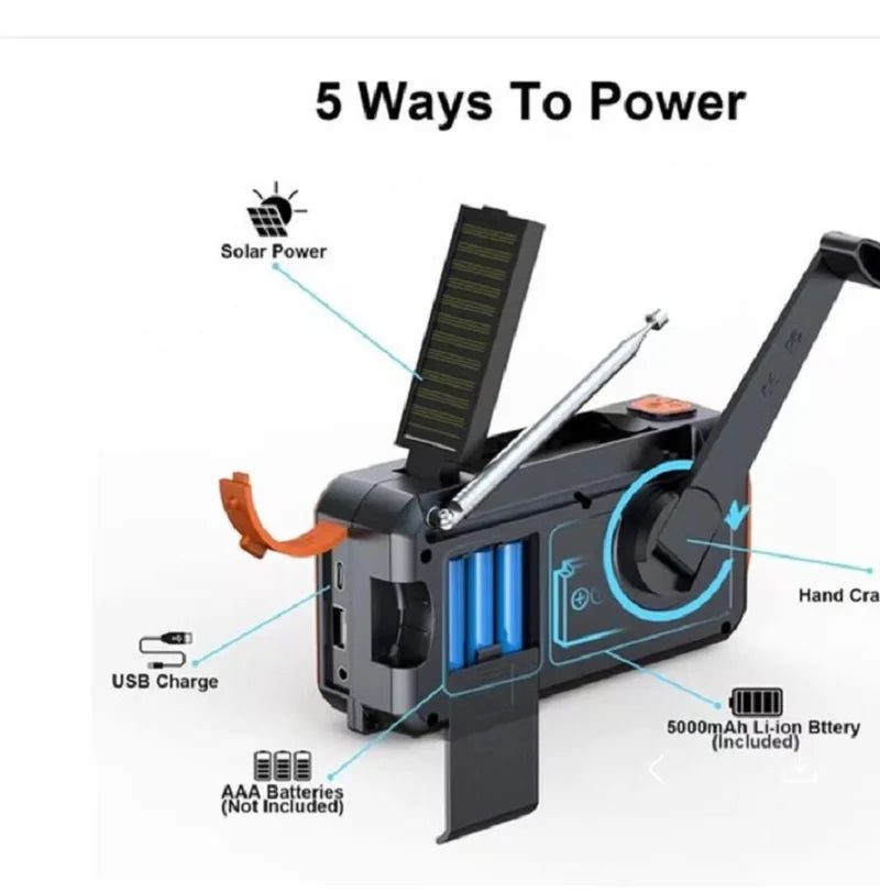 Survival Flashlight Crank Charging Solar Radio