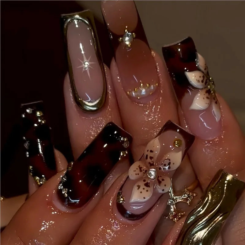 24Pcs Long Square Press on Nails
