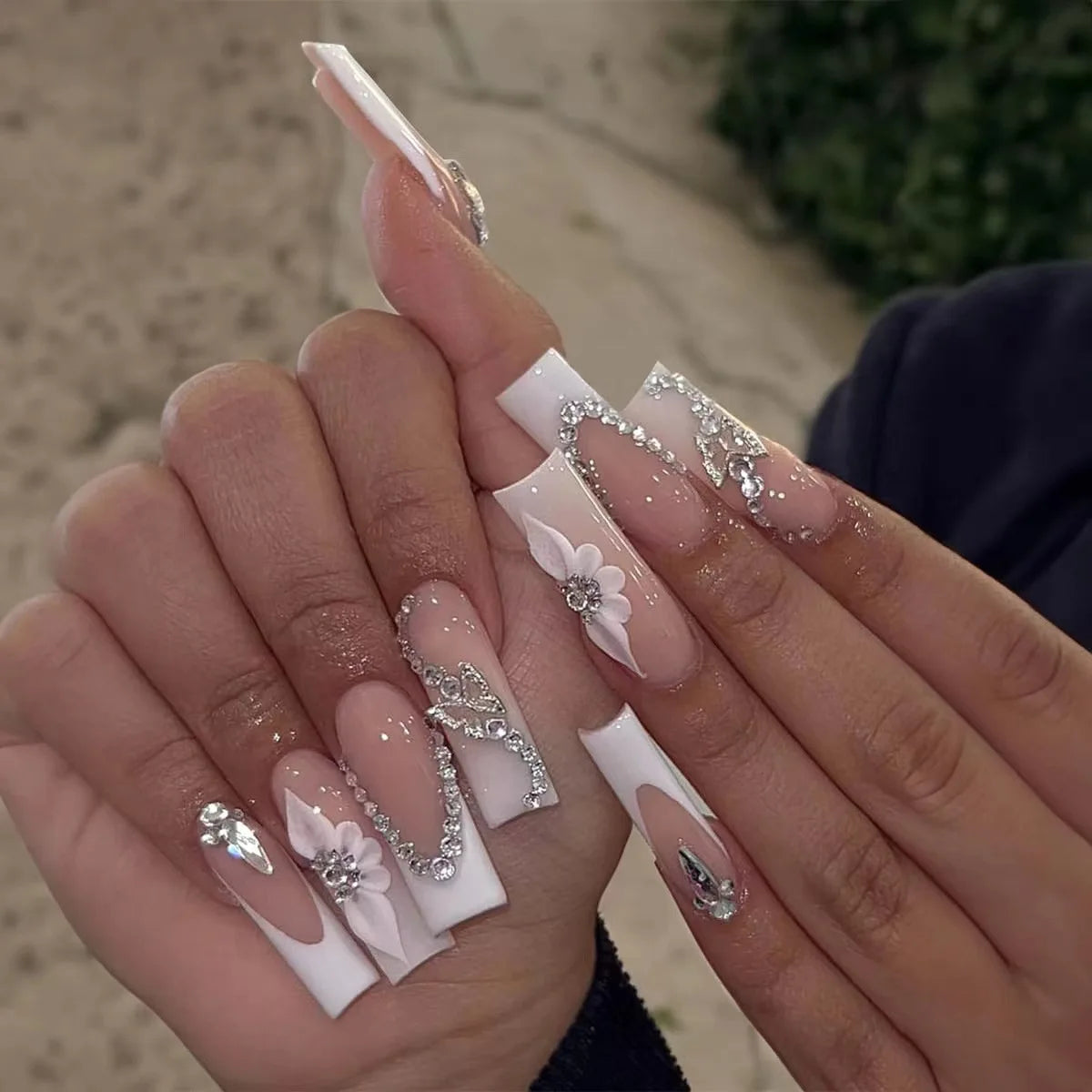 24Pcs Long Square Head Press on Nails