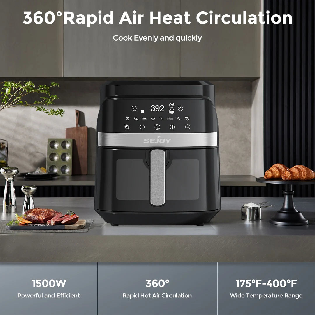 Sejoy Air Fryer 8-in-1,6 Quart Electric Hot Fryer Oven