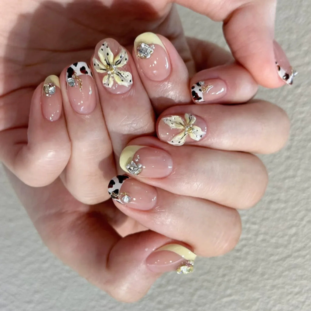 24pcs French Almond Press on Nails