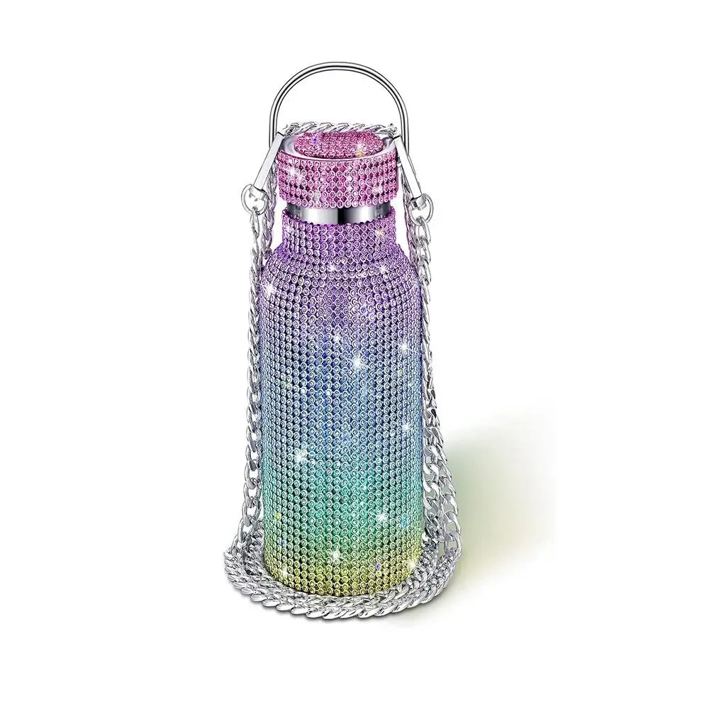 Thermal Rhinestone Water Bottle Stainless Steel Refillable Glitter Tumbler
