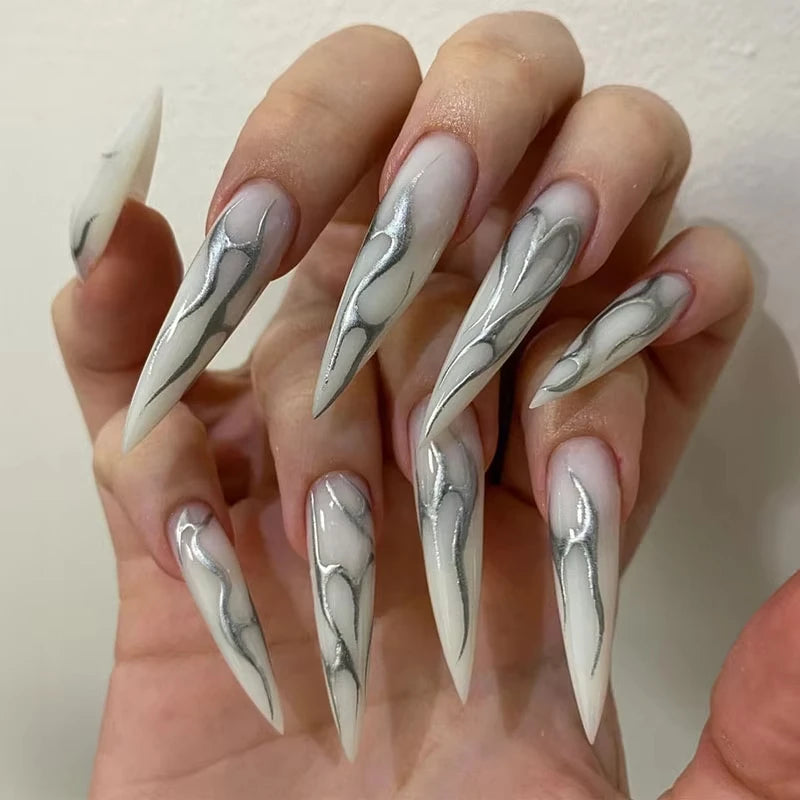 24PCS/Set Almond Pointed Kawakami Tomie Press on Nails