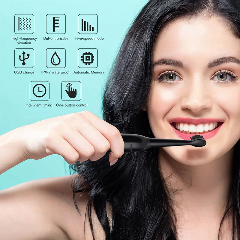 Black White Classic Acoustic Electric Toothbrush