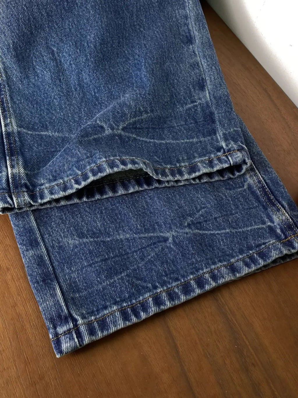 Women's Vintage Washed High Waist Irregular Loose Wide Leg  Denim Pants