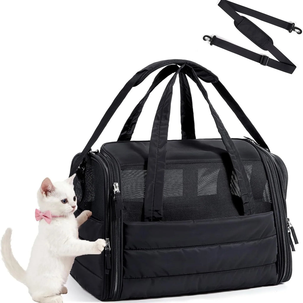 Soft Sided Pet Carrier Bag Foldable Breathable Cat Dog Travel Bag