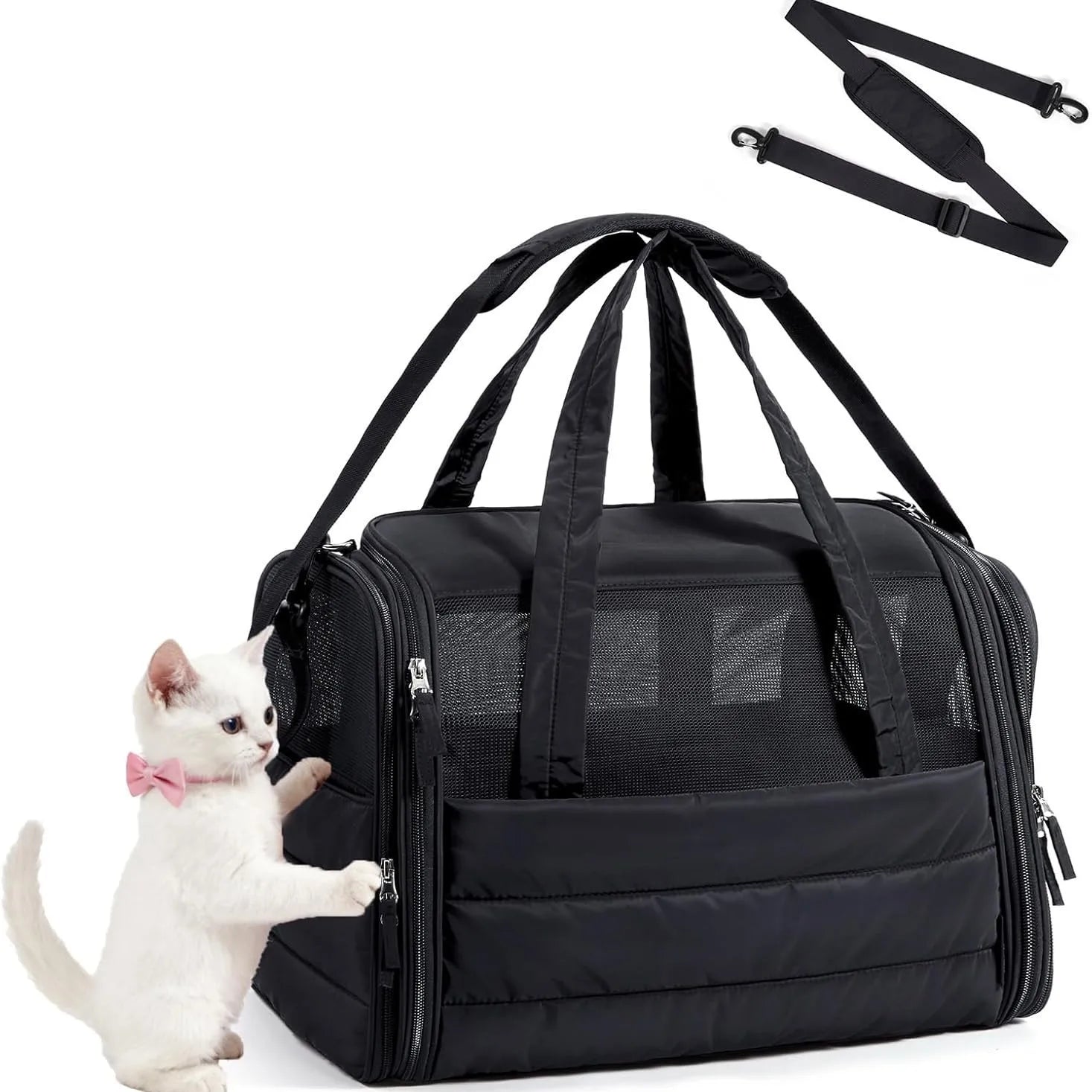Soft Sided Pet Carrier Bag Foldable Breathable Cat Dog Travel Bag