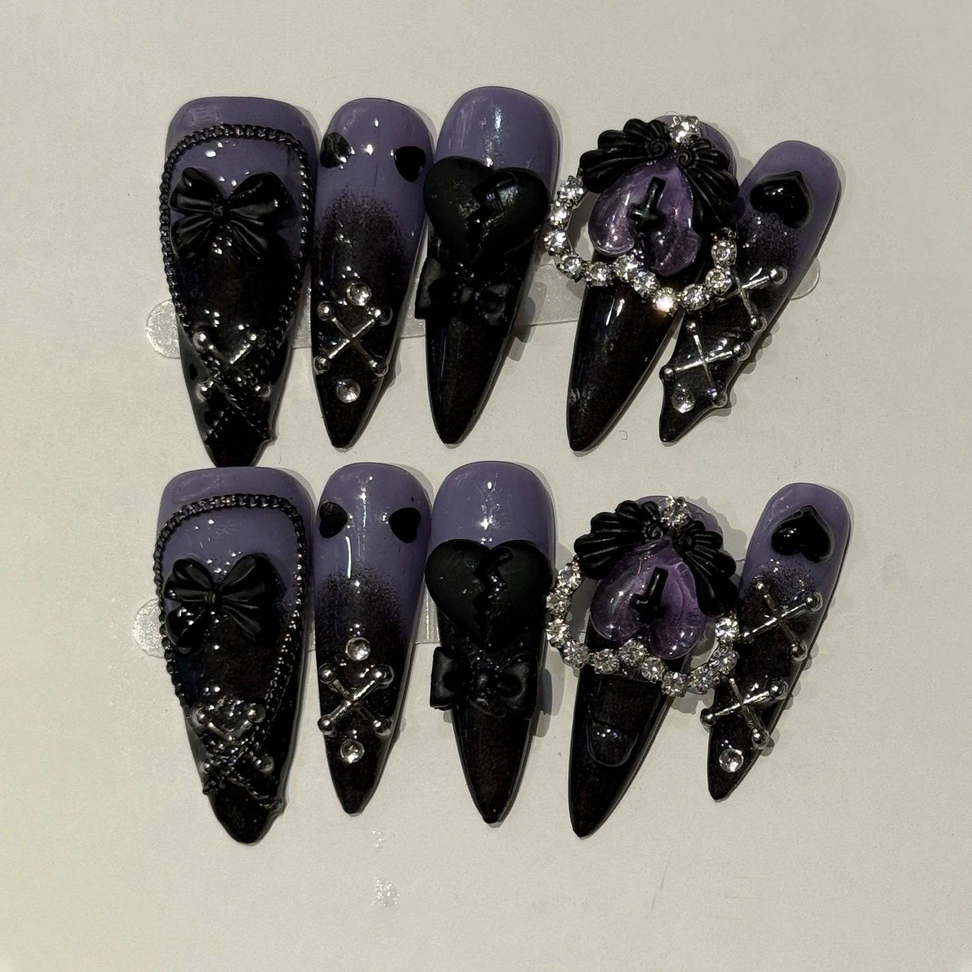 Long Stiletto Press on Fake Nails