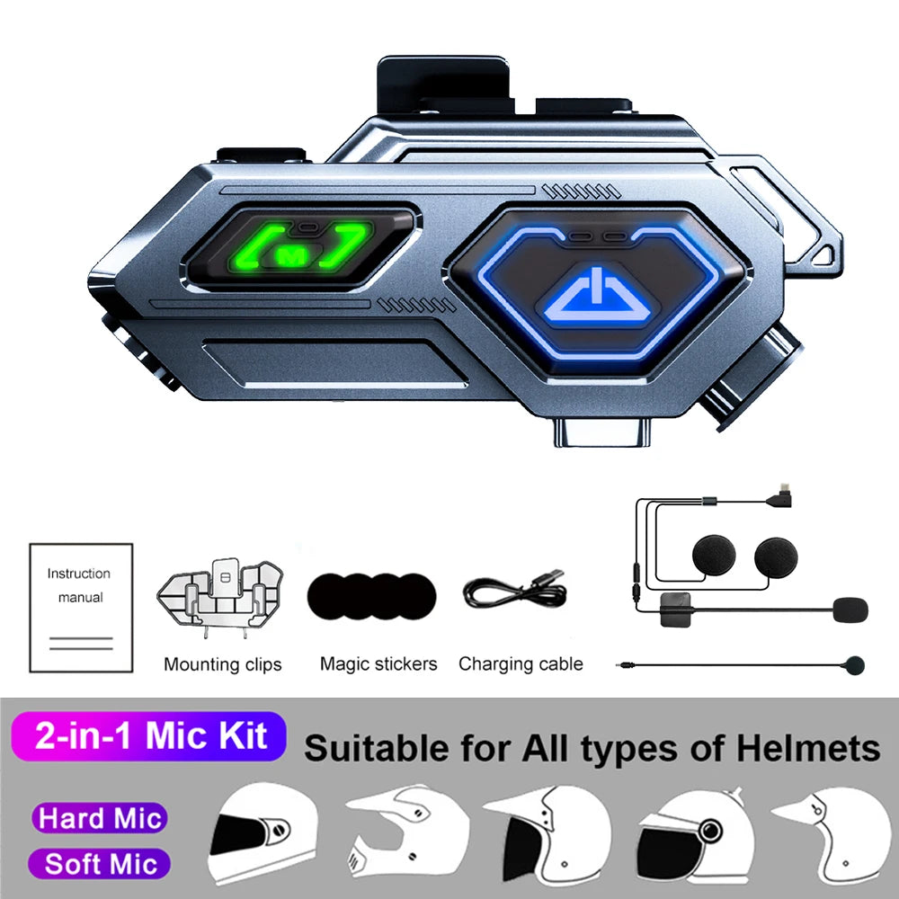 1/2x C10Pro Motorcycle Helmet Intercom Headset Bluetooth