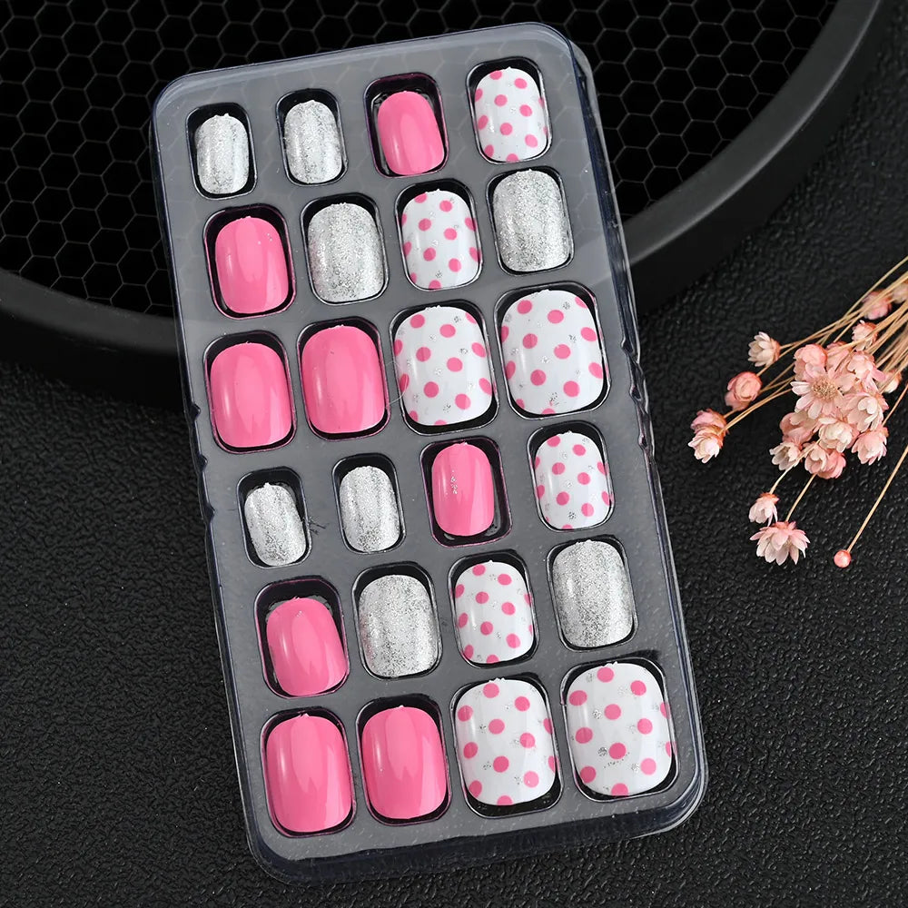 24pcs/box Kids False Press On Nails
