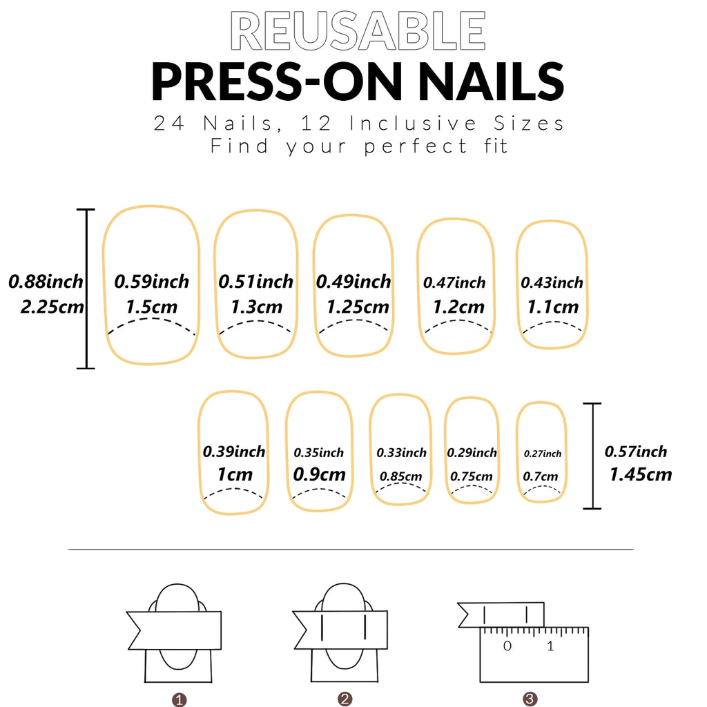 24PCS Square Press Nail White French