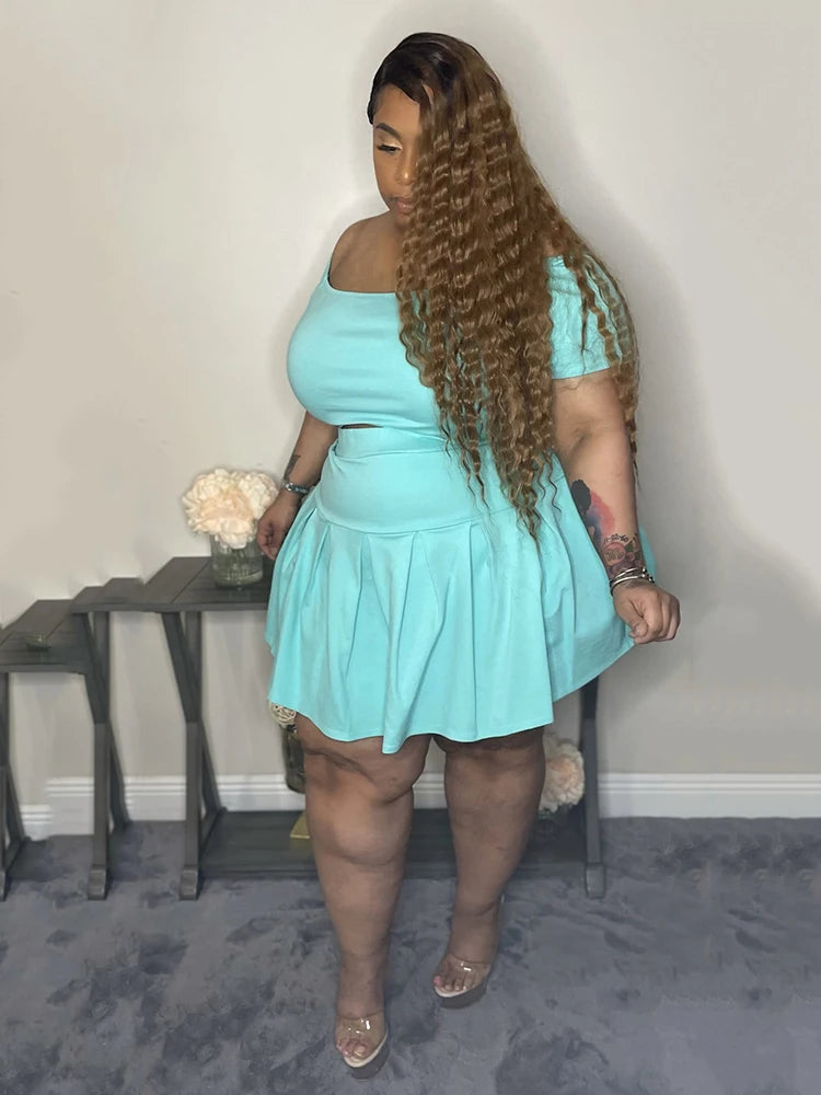 Crop Top and Pleated Skirt Set