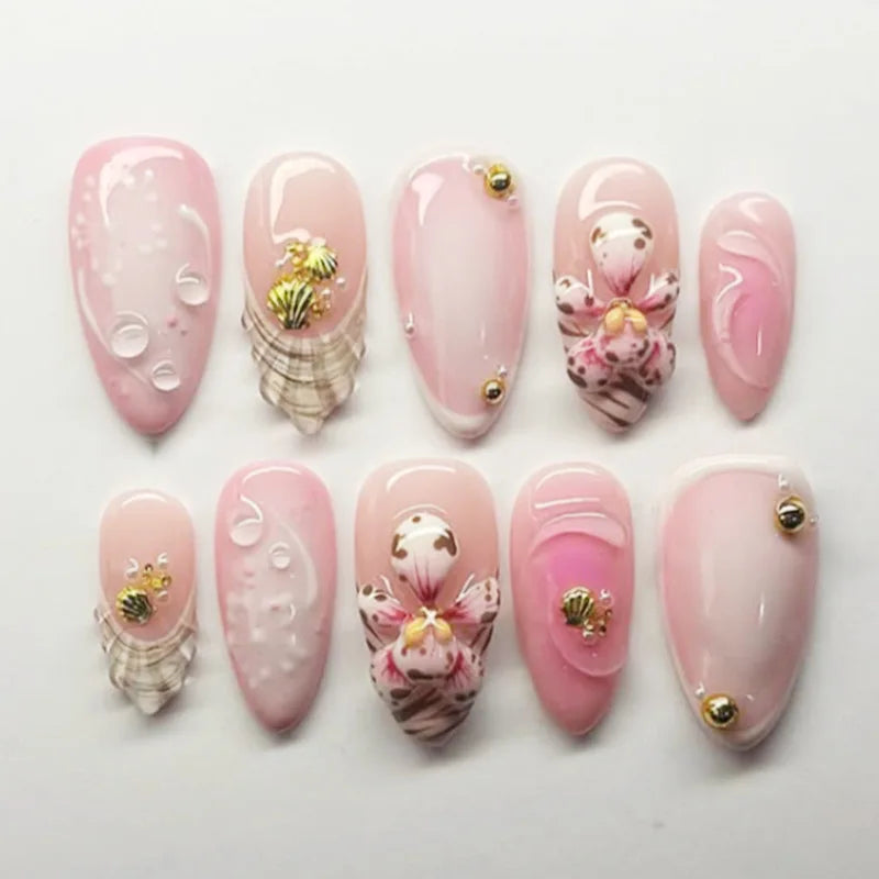 24pcs French Almond Press on Nails