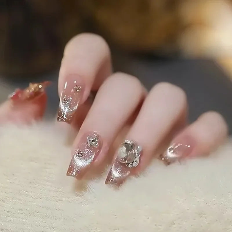 24Pcs French Gradient Ballet Press on Nails