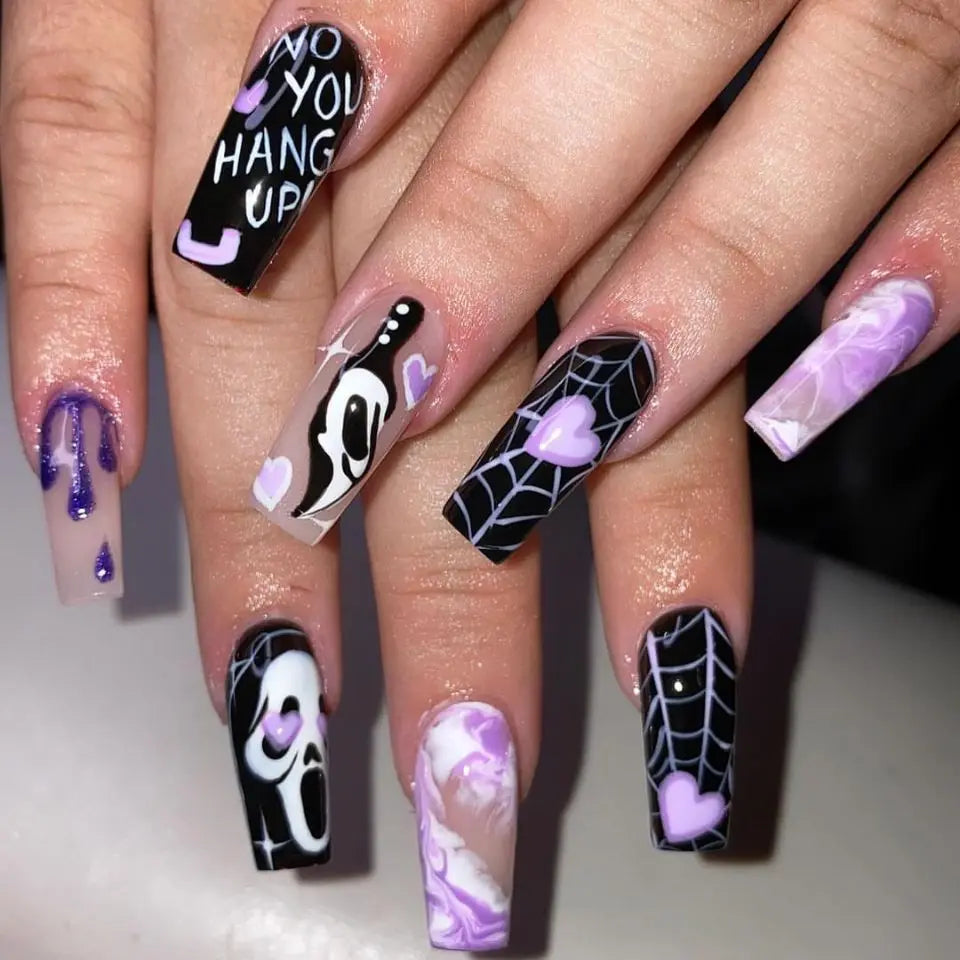 24pcs Glitter Pink Sequins Press on Nails