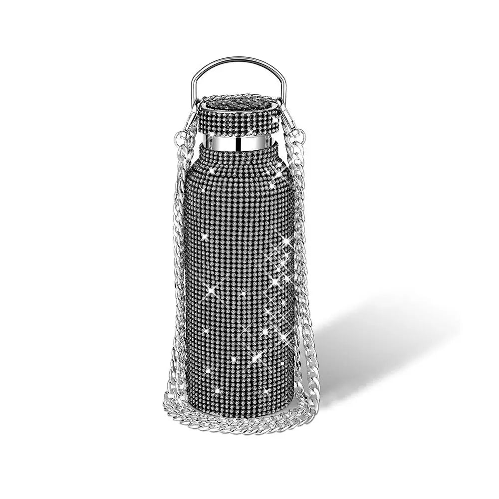 Thermal Rhinestone Water Bottle Stainless Steel Refillable Glitter Tumbler