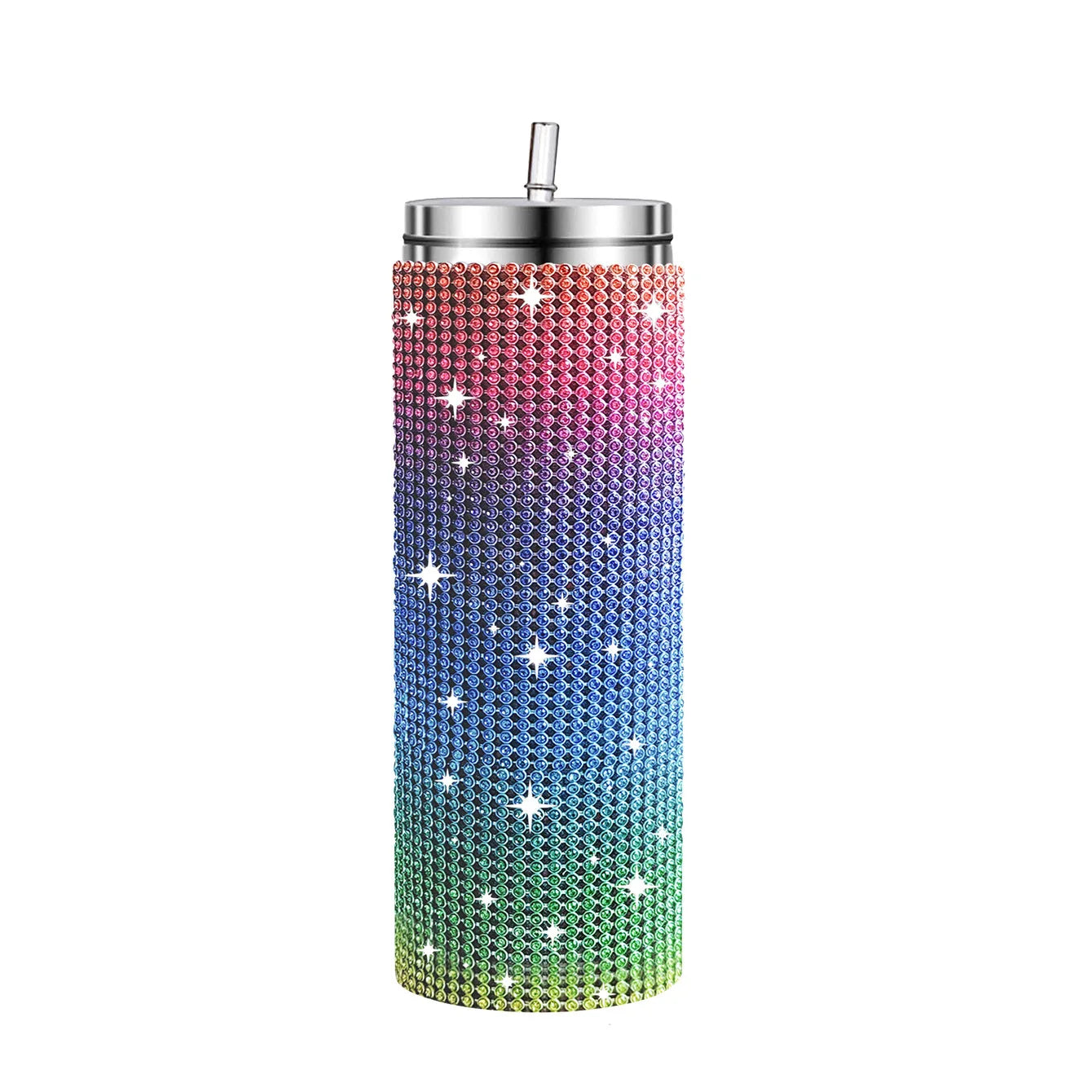 Diamond Stainless Steel Tumbler with Straw