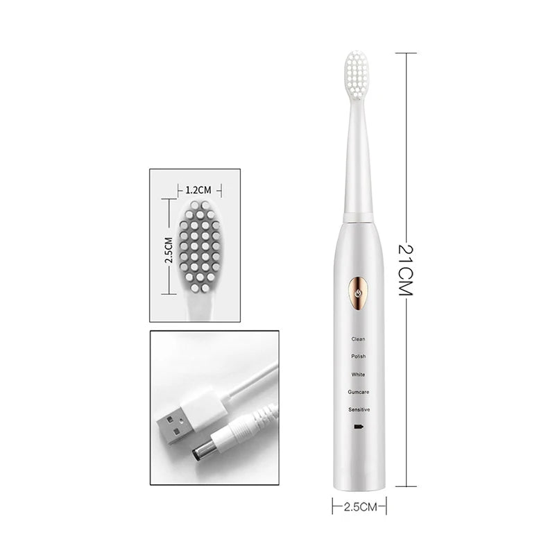 Black White Classic Acoustic Electric Toothbrush