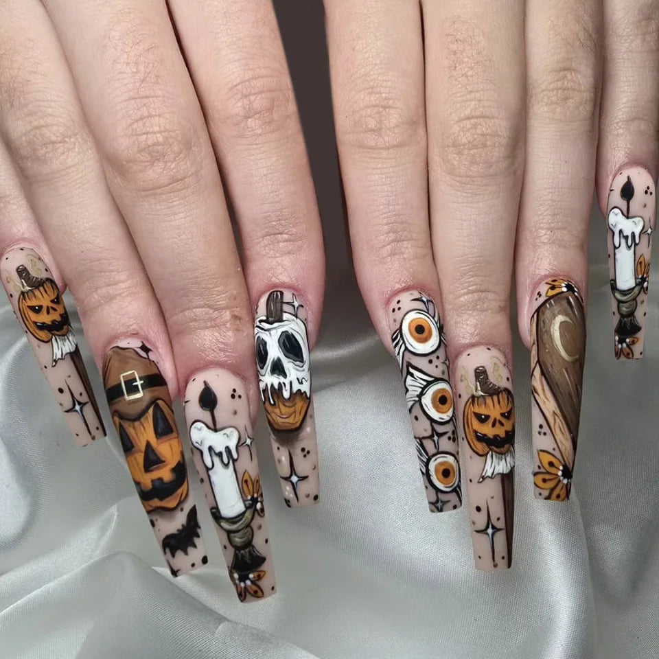 Halloween Long Ballet Press on Nails