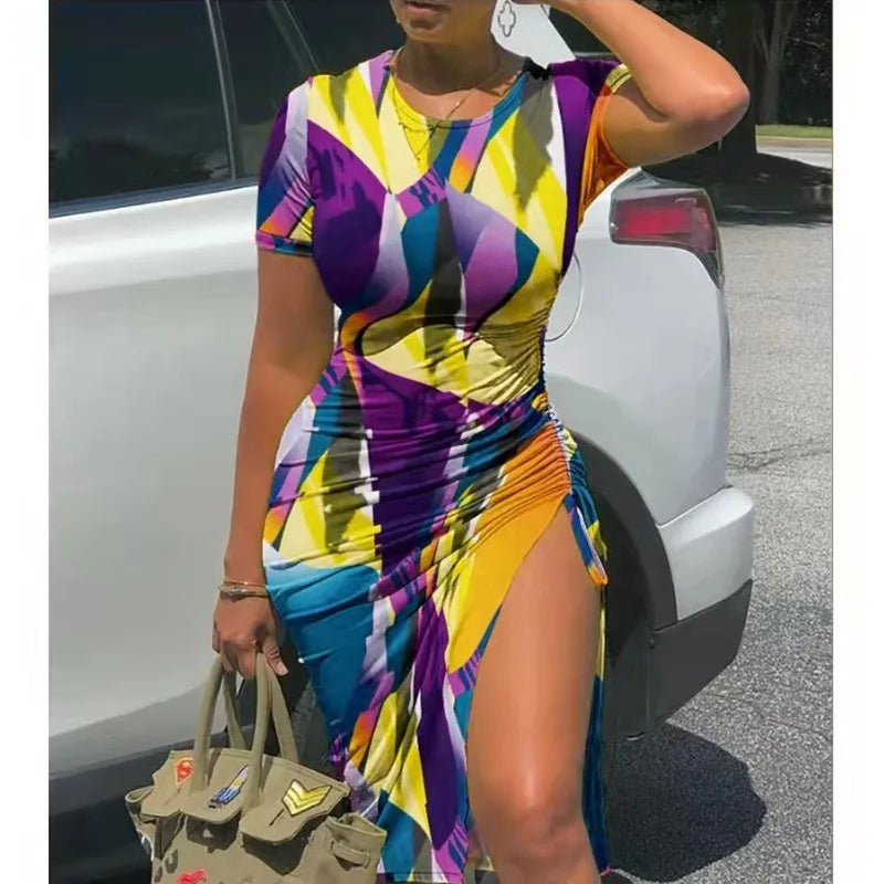 Trendy Printed Slim Midi Dress