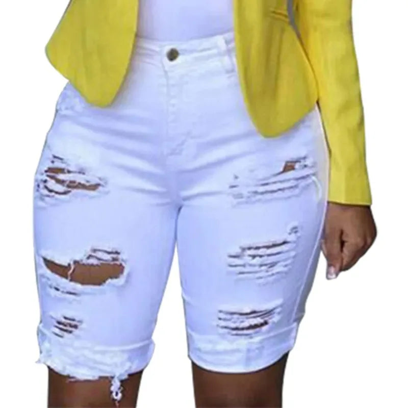 Women Plus Size Ripped Jean Shorts