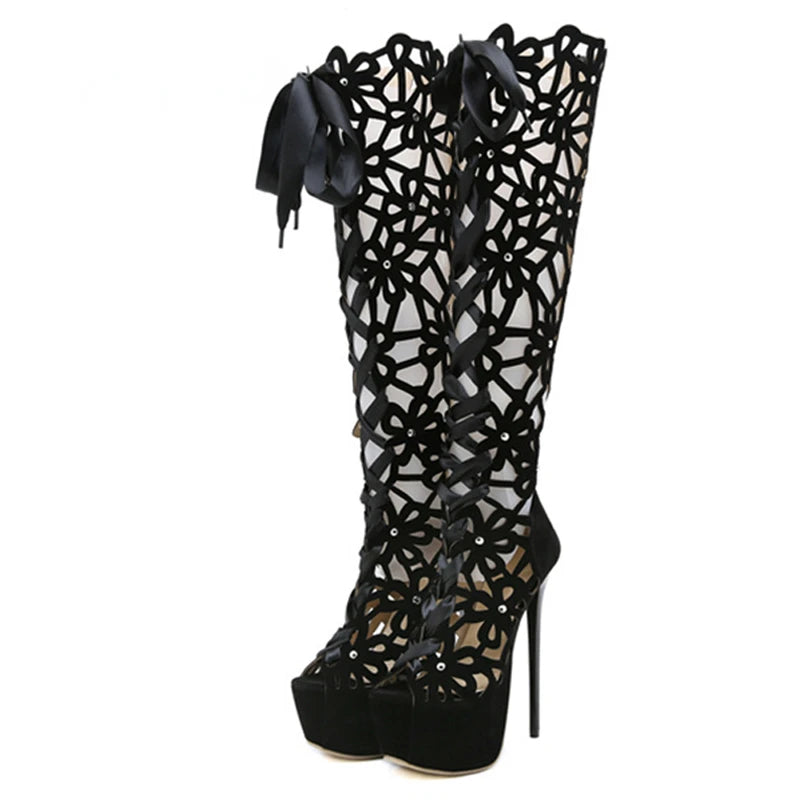 Hollow Out Over The Knee Boots