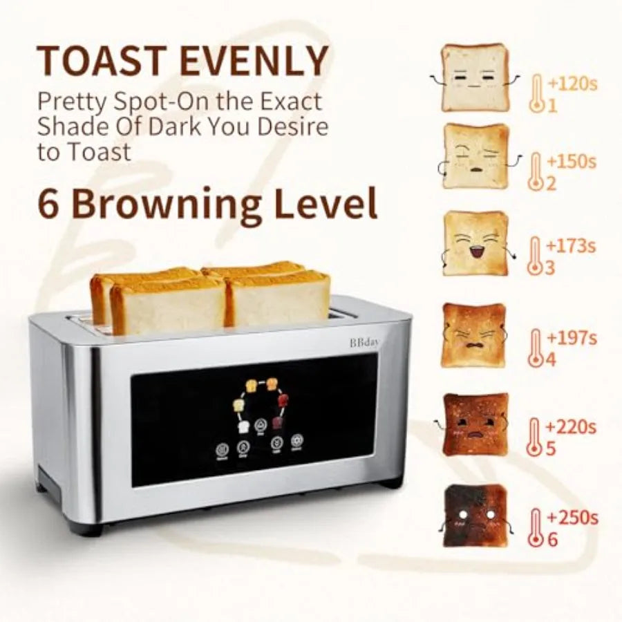 4-Slice Touch Screen Smart Toaster with LCD Display